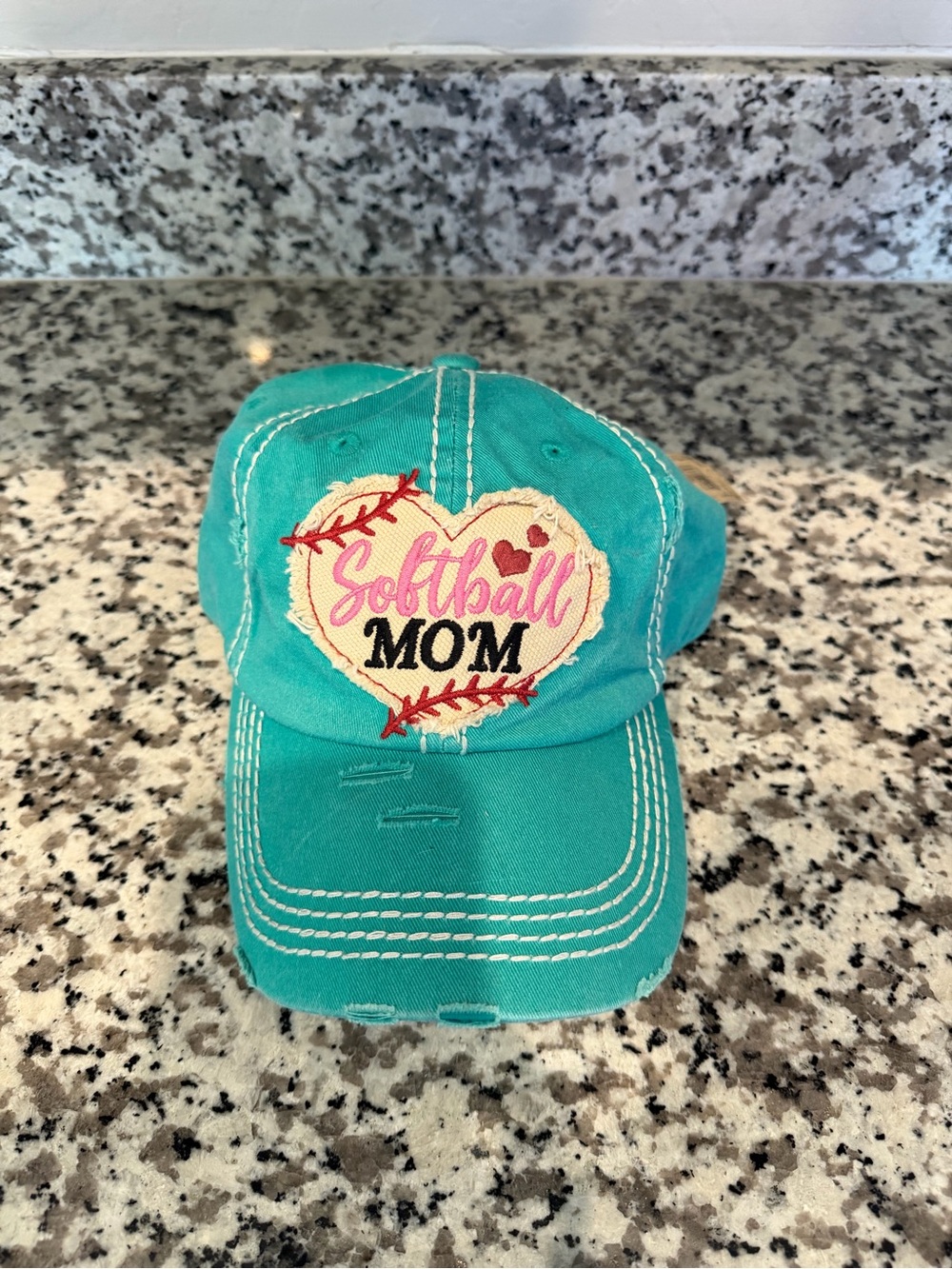 Softball Mom Embroidered Baseball Cap - Teal